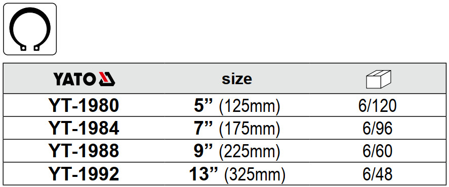 Kìm Tháo Lắp Phe Ngoài Mũi Thẳng (Circlip plier - External, Straight nose) YATO Kìm Tháo Lắp Phe Ngoài Mũi Thẳng (Circlip plier - External, Straight nose) YATO