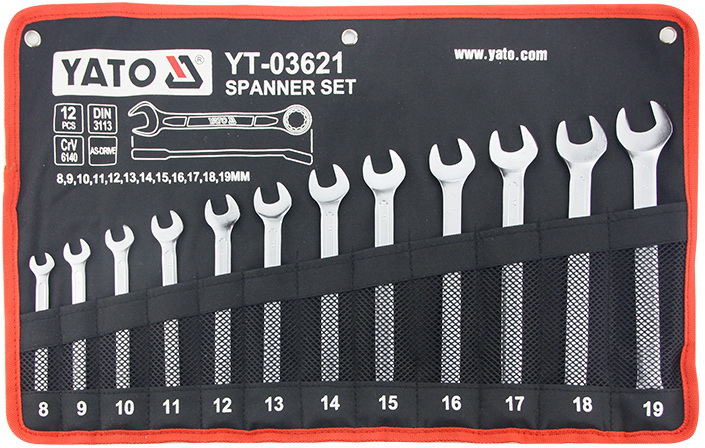 Bộ cờ lê vòng miệng 12 chi tiết 8-19mm Yato YT-03621 Bộ cờ lê vòng miệng 12 chi tiết 8-19mm Yato YT-03621