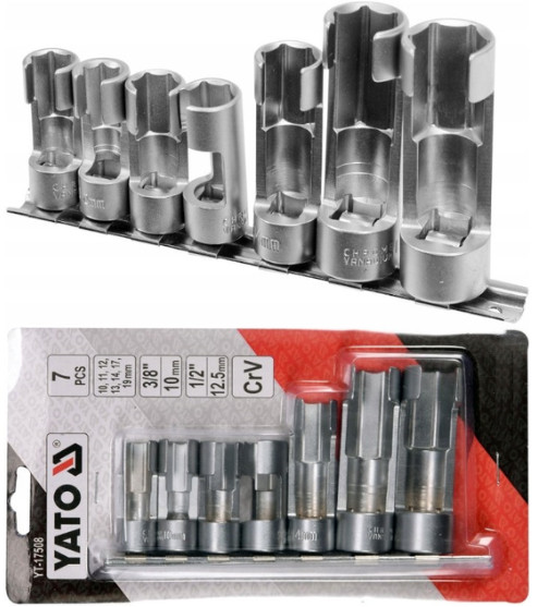 Bộ tuýp 3/8" 1/2" tháo cảm biến Oxy 7 chi tiết Yato YT-17508 - Ba Lan Bộ tuýp 3/8" 1/2" tháo cảm biến Oxy 7 chi tiết Yato YT-17508 - Ba Lan