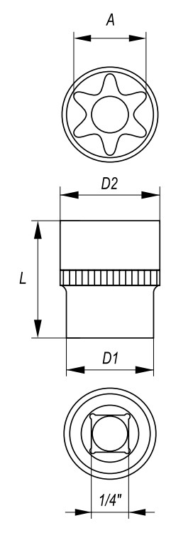 Tuýp sao 1/4" từ E4x25mm đến E8x25mm chuẩn DIN 3121 Yato - Ba Lan Tuýp sao 1/4" từ E4x25mm đến E8x25mm chuẩn DIN 3121 Yato - Ba Lan