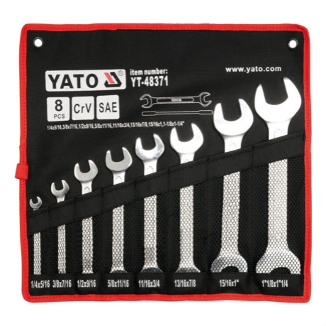 Bộ cờ 2 đầu miệng hệ inch lê 8 chi tiết Từ 1/4"-1-1/8" YATO YT-48371 Bộ cờ 2 đầu miệng hệ inch lê 8 chi tiết Từ 1/4"-1-1/8" YATO YT-48371