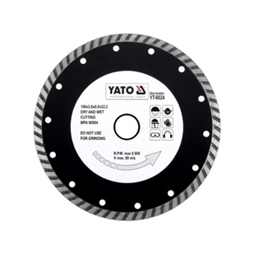 Lưỡi Cắt Kim Cương YATO YT-6021 đến YT-6025 – Φ115mm đến Φ230mm, Cắt Ướt & Khô, Chuyên Cắt Bê Tông, Gạch, Đá