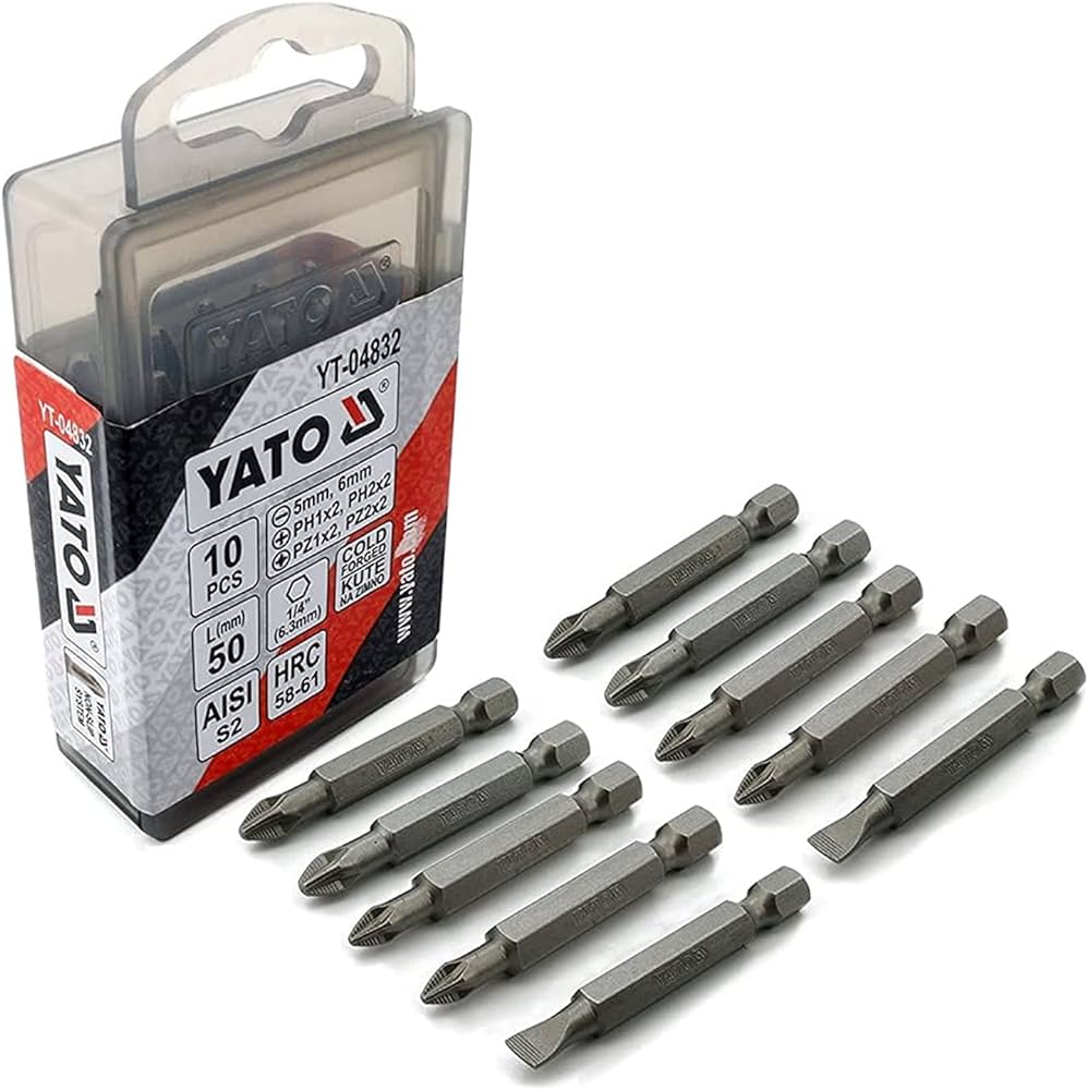 Bộ 10 mũi vít đa năng 50mm chuôi 1/4" chống trượt Yato YT-04832 - Ba Lan Bộ 10 mũi vít đa năng 50mm chuôi 1/4" chống trượt Yato YT-04832 - Ba Lan