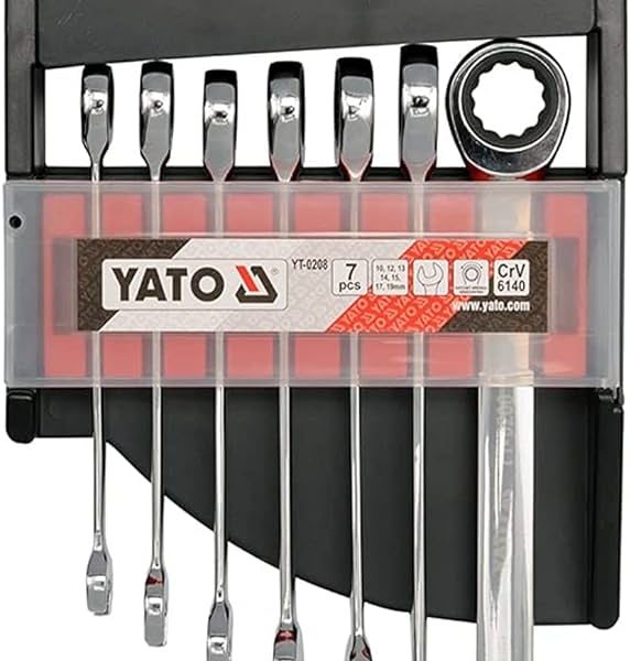 Bộ 7 cờ lê vòng miệng tự động lật đảo chiều 10-19mm Yato YT-0208 - Ba Lan