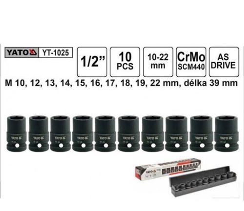 Bộ 10 khẩu 1/2"x39x10-22mm Yato YT-1025 - Ba Lan Bộ 10 khẩu 1/2"x39x10-22mm Yato YT-1025 - Ba Lan