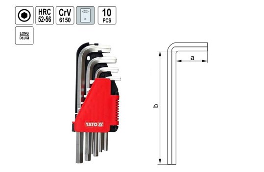Bộ Lục Giác Dài 10 Chi Tiết YATO YT-0508 Bộ Lục Giác Dài 10 Chi Tiết YATO YT-0508