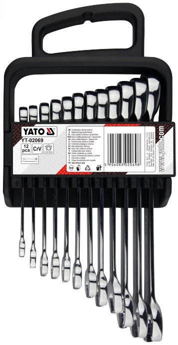 Bộ 12 Cờ Lê Vòng Miệng Tự Động YATO YT-02069 (8-19mm) Bộ 12 Cờ Lê Vòng Miệng Tự Động YATO YT-02069 (8-19mm)