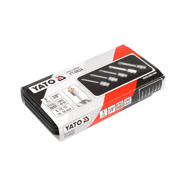 Bộ 5 khẩu 1/2" nhổ ốc bulong hỏng 8-16mm đảo chiều Yato YT-0624 - Ba Lan Bộ 5 khẩu 1/2" nhổ ốc bulong hỏng 8-16mm đảo chiều Yato YT-0624 - Ba Lan