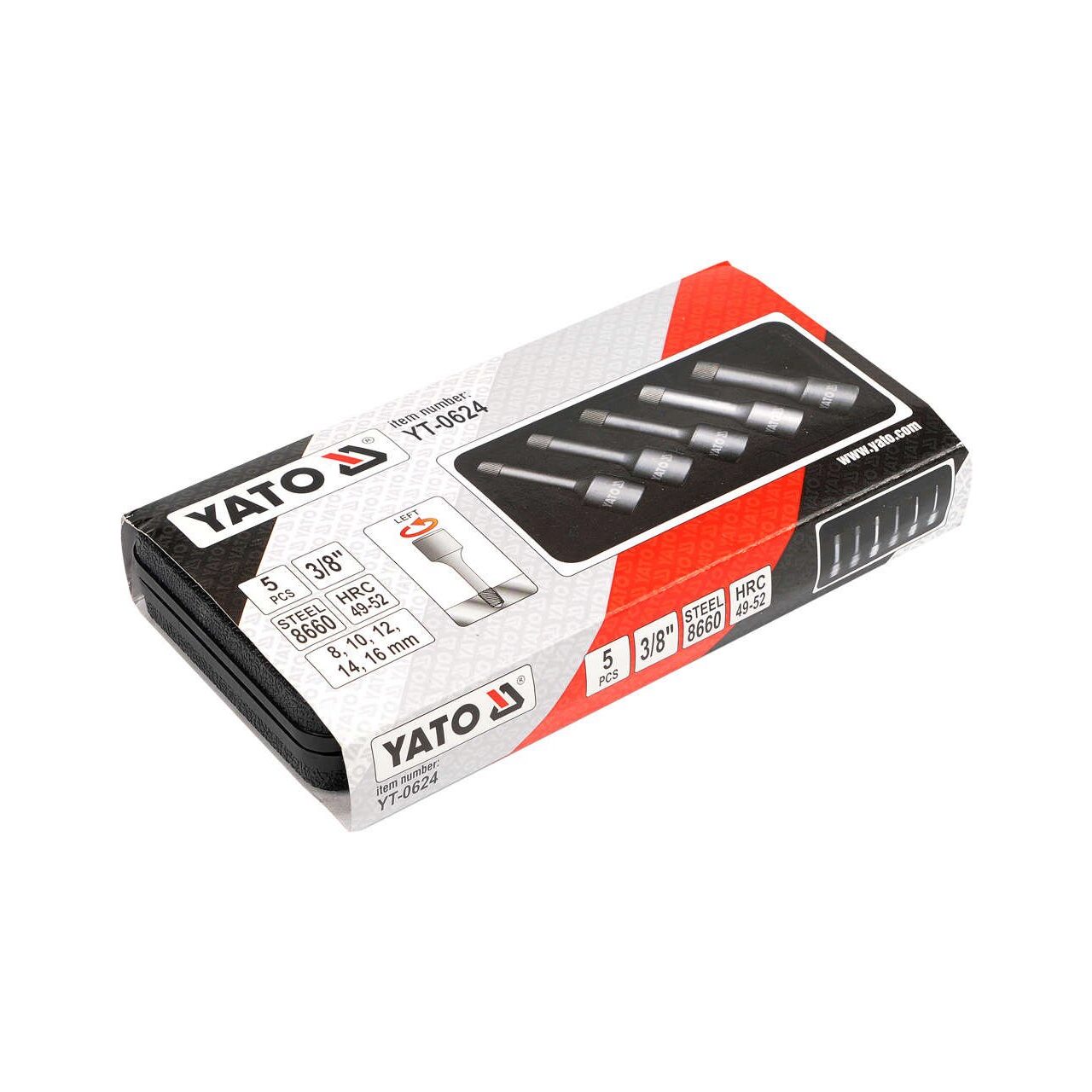 Bộ 5 khẩu 1/2" nhổ ốc bulong hỏng 8-16mm đảo chiều Yato YT-0624 - Ba Lan Bộ 5 khẩu 1/2" nhổ ốc bulong hỏng 8-16mm đảo chiều Yato YT-0624 - Ba Lan