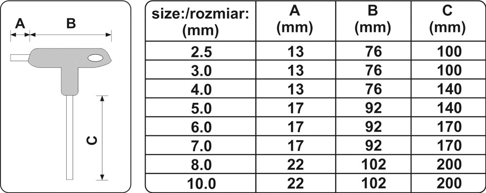 Bộ Lục Giác Chữ T 8 Chi Tiết YATO YT-05583 Bộ Lục Giác Chữ T 8 Chi Tiết YATO YT-05583
