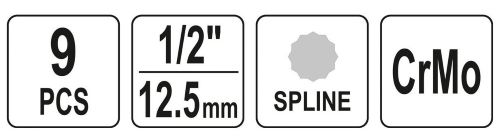 Bộ 9 đầu khẩu 1/2" mũi hoa thị M4-M16 Yato YT-10691 - Ba Lan Bộ 9 đầu khẩu 1/2" mũi hoa thị M4-M16 Yato YT-10691 - Ba Lan