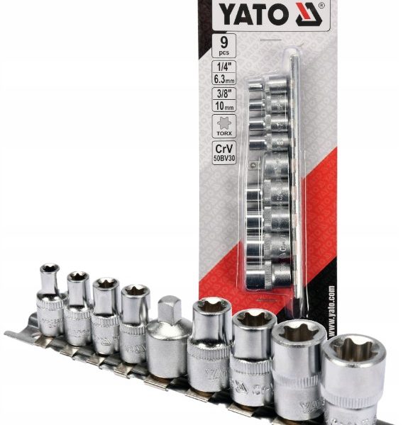 Bộ 9 đầu tuýp sao 1/4" E5-E16 Yato YT-0520 Bộ 9 đầu tuýp sao 1/4" E5-E16 Yato YT-0520