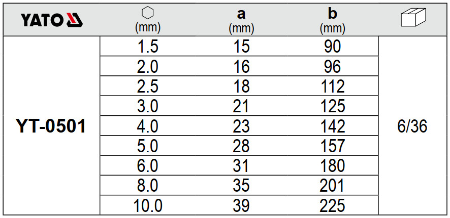 Bộ Lục Giác Dài 9 Chi Tiết YATO YT-0501 Bộ Lục Giác Dài 9 Chi Tiết YATO YT-0501