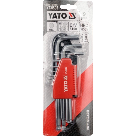 Bộ Lục Giác Đầu Bi Dài 9 Chi Tiết YATO YT-0505 Bộ Lục Giác Đầu Bi Dài 9 Chi Tiết YATO YT-0505