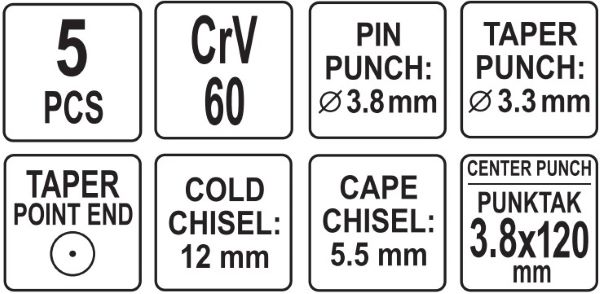 Bộ Đục và Đột YATO YT-4695 Bộ Đục và Đột YATO YT-4695