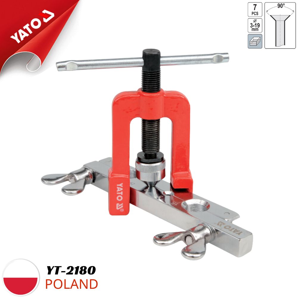 Bộ Dụng Cụ Làm Loe Ống YATO YT-2180 (7 Chi Tiết) – Cắt Từ Ø3mm đến Ø19mm Bộ Dụng Cụ Làm Loe Ống YATO YT-2180 (7 Chi Tiết) – Cắt Từ Ø3mm đến Ø19mm