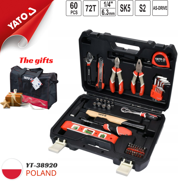 Bộ dụng cụ sửa chữa tổng hợp 1/4" 60 chi tiết Yato YT-38920