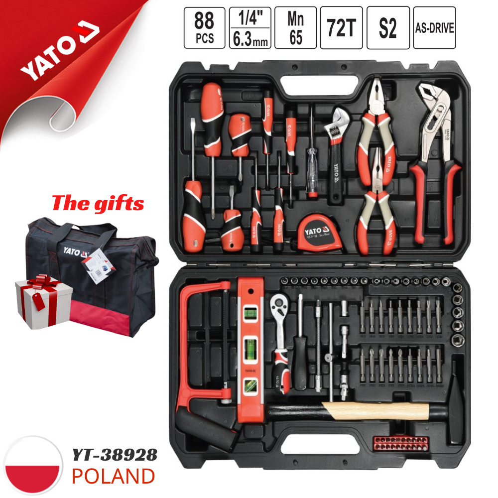 Bộ dụng cụ sửa chữa tổng hợp 1/4" 88 chi tiết Yato YT-38928 Bộ dụng cụ sửa chữa tổng hợp 1/4" 88 chi tiết Yato YT-38928