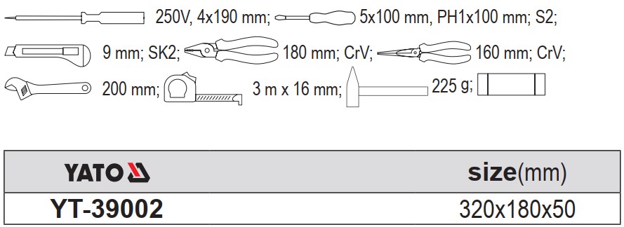 Bộ Dụng Cụ Sửa Chữa Tổng Hợp 10 Món Yato YT-39002 Bộ Dụng Cụ Sửa Chữa Tổng Hợp 10 Món Yato YT-39002