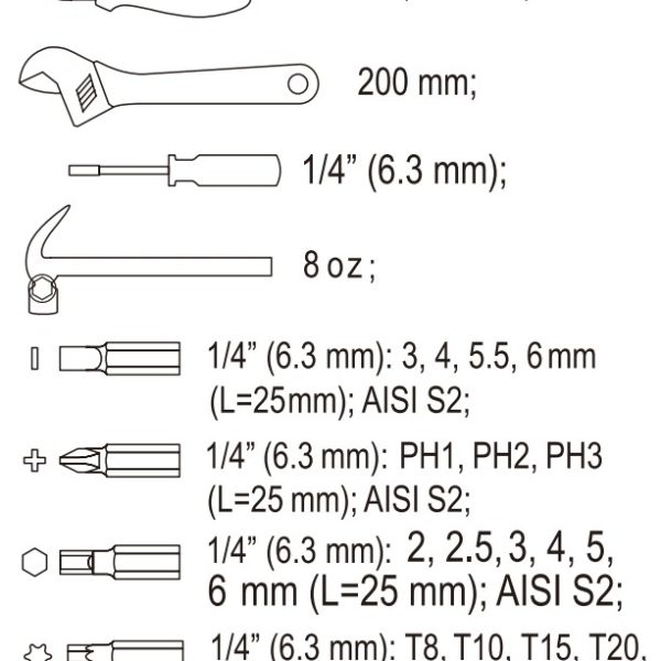 Bộ dụng cụ sửa chữa tổng hợp 169 món Yato YT-39291 Bộ dụng cụ sửa chữa tổng hợp 169 món Yato YT-39291