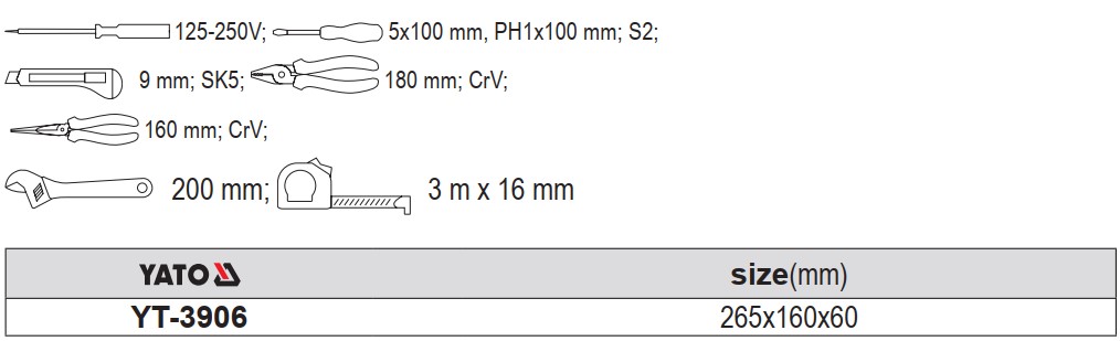 Bộ dụng cụ sửa chữa tổng hợp 8 món Yato YT-3906 Bộ dụng cụ sửa chữa tổng hợp 8 món Yato YT-3906