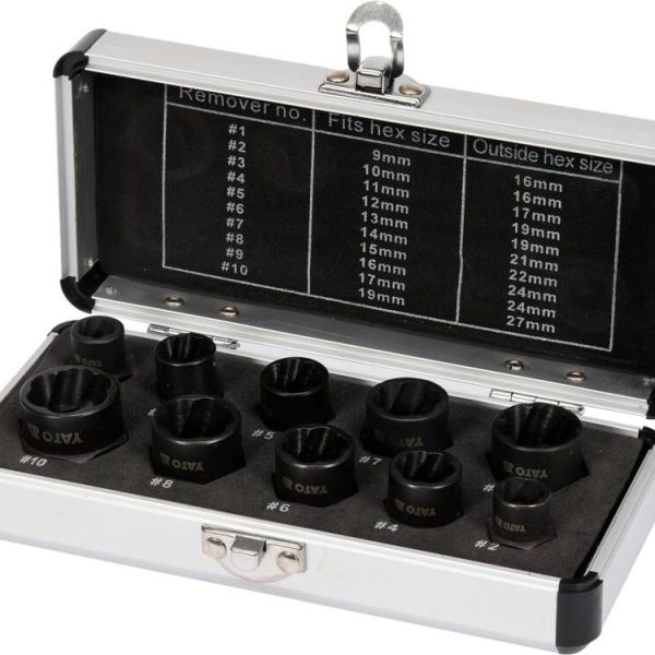 Bộ khẩu dài nhổ bulong gãy 3/8" 9-19mm 10 món Yato YT-06031 Bộ khẩu dài nhổ bulong gãy 3/8" 9-19mm 10 món Yato YT-06031