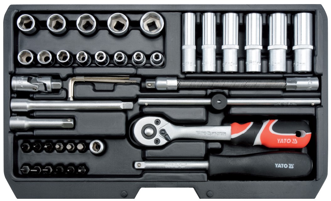 Bộ Khẩu Tay Vặn Nhanh 1/4" 42 chi tiết Yato YT-14481 Bộ Khẩu Tay Vặn Nhanh 1/4" 42 chi tiết Yato YT-14481