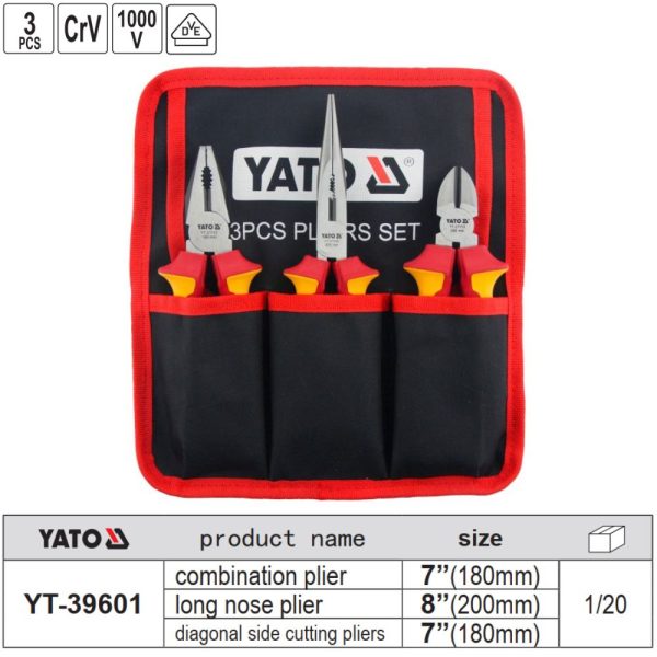 Bộ Kìm Cách Điện YATO YT-39601 – 3 Chi Tiết VDE 1000V Bộ Kìm Cách Điện YATO YT-39601 – 3 Chi Tiết VDE 1000V