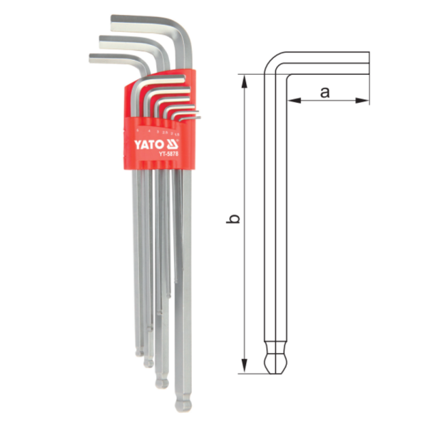 Bộ Lục Giác Đầu Bi Dài YATO YT-5878 (9 Chi Tiết) Bộ Lục Giác Đầu Bi Dài YATO YT-5878 (9 Chi Tiết)