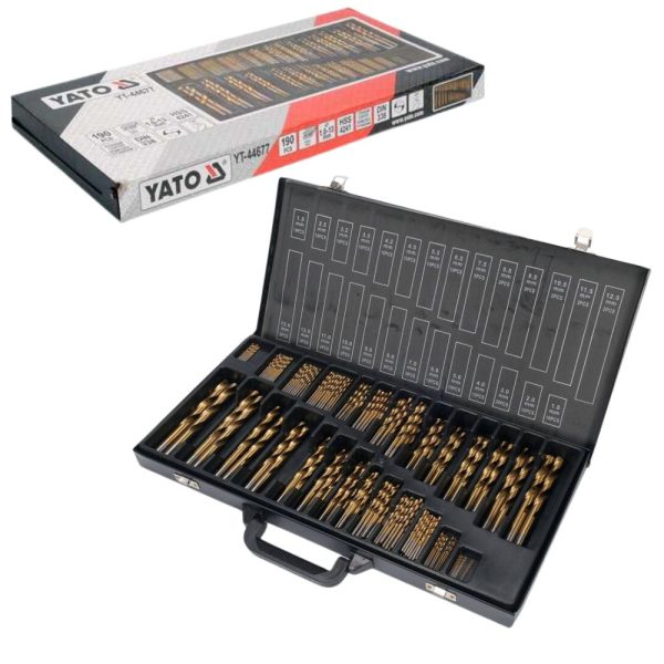 Bộ Mũi Khoan Xoắn YATO YT-44677 – 190 Chi Tiết, HSS, Phủ Titan, Chuẩn DIN 338 Bộ Mũi Khoan Xoắn YATO YT-44677 – 190 Chi Tiết, HSS, Phủ Titan, Chuẩn DIN 338