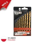 Bộ Mũi Khoan Xoắn YATO YT-44674 – 10 Chi Tiết, HSS, Phủ Titan, Chuẩn DIN 338, Ø1-10mm