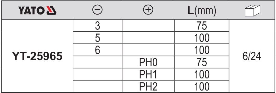 Bộ Tô vít Tổng hợp 6 Chi Tiết Yato YT-25965 Bộ Tô vít Tổng hợp 6 Chi Tiết Yato YT-25965