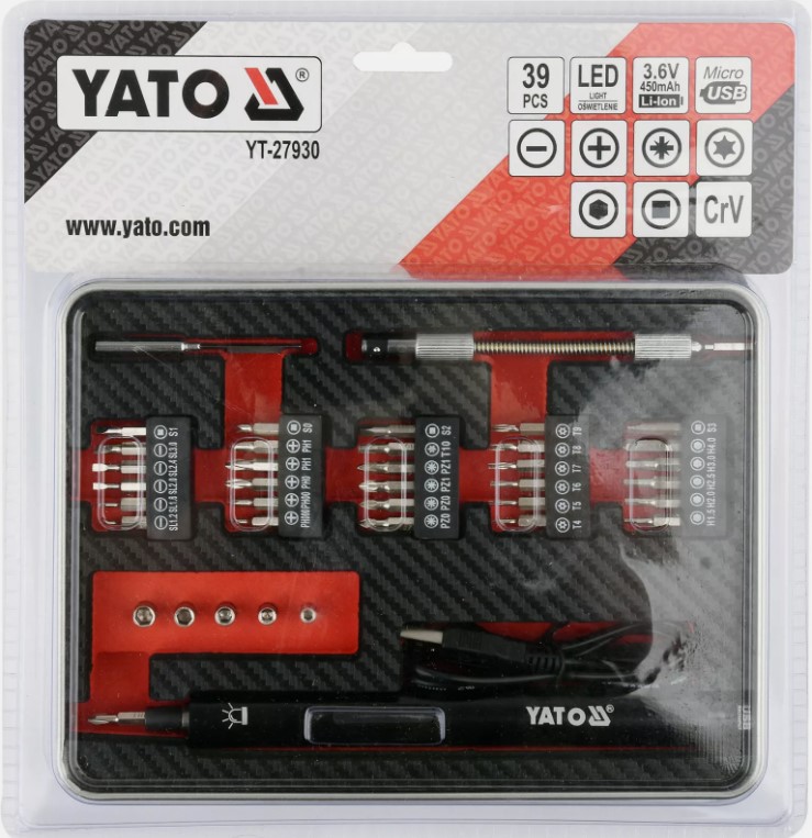 Bộ Tua Vít Chính Xác 3.6V 39 Chi Tiết YATO YT-27930 Bộ Tua Vít Chính Xác 3.6V 39 Chi Tiết YATO YT-27930