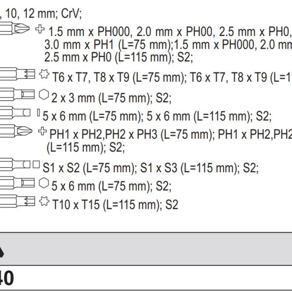 Bộ Tô vít 1/4" Tổng hợp 28 chi tiết YATO YT-27940 Bộ Tô vít 1/4" Tổng hợp 28 chi tiết YATO YT-27940