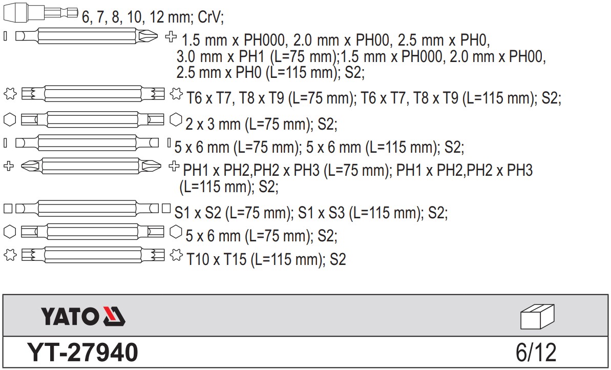 Bộ Tô vít 1/4" Tổng hợp 28 chi tiết YATO YT-27940 Bộ Tô vít 1/4" Tổng hợp 28 chi tiết YATO YT-27940