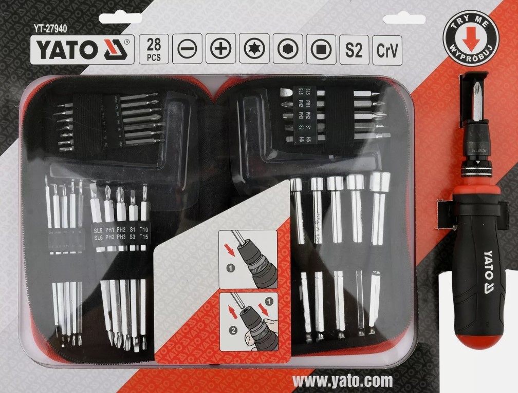 Bộ Tô vít 1/4" Tổng hợp 28 chi tiết YATO YT-27940 Bộ Tô vít 1/4" Tổng hợp 28 chi tiết YATO YT-27940