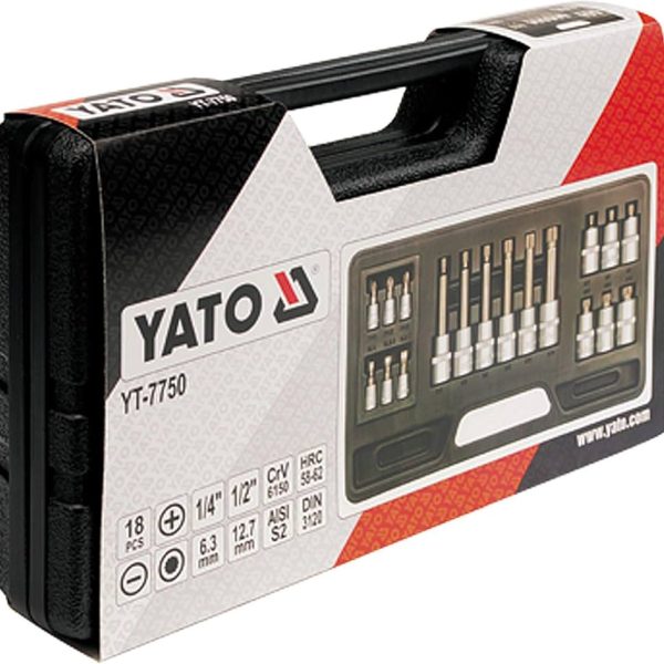 Bộ tuýp 1/2" 1/4" mũi vít tổng hợp 18 chi tiết Yato YT-7750 - Ba Lan Bộ tuýp 1/2" 1/4" mũi vít tổng hợp 18 chi tiết Yato YT-7750 - Ba Lan