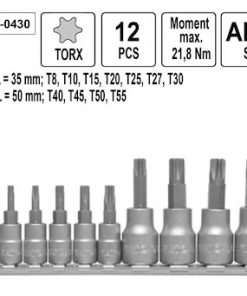 Bộ tuýp mũi sao 1/4" 3/8" 12 chi tiết T8-T55 YT-0430 - Ba Lan Bộ tuýp mũi sao 1/4" 3/8" 12 chi tiết T8-T55 YT-0430 - Ba Lan