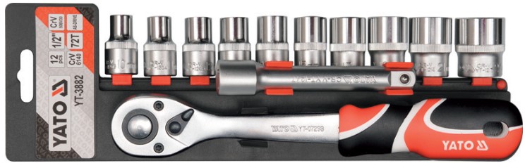 Bộ tuýp tay vặn 1/2" 10-24mm 12 chi tiết Yato YT-38821 - Ba Lan Bộ tuýp tay vặn 1/2" 10-24mm 12 chi tiết Yato YT-38821 - Ba Lan