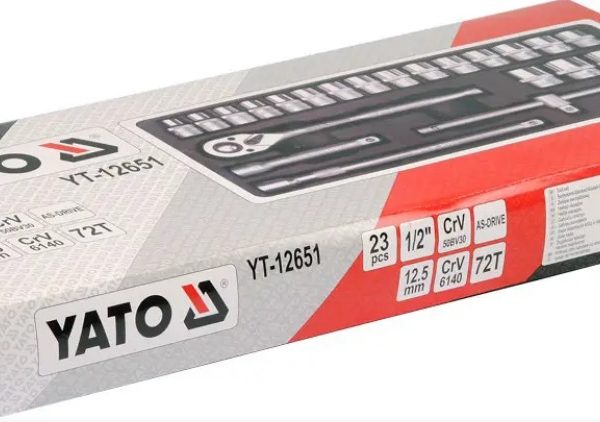 Bộ tuýp tay vặn 1/2" 10-32mm 23 chi tiết Yato YT-12651 - Ba Lan Bộ tuýp tay vặn 1/2" 10-32mm 23 chi tiết Yato YT-12651 - Ba Lan