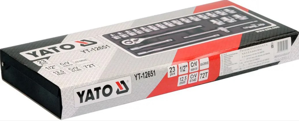 Bộ tuýp tay vặn 1/2" 10-32mm 23 chi tiết Yato YT-12651 - Ba Lan Bộ tuýp tay vặn 1/2" 10-32mm 23 chi tiết Yato YT-12651 - Ba Lan