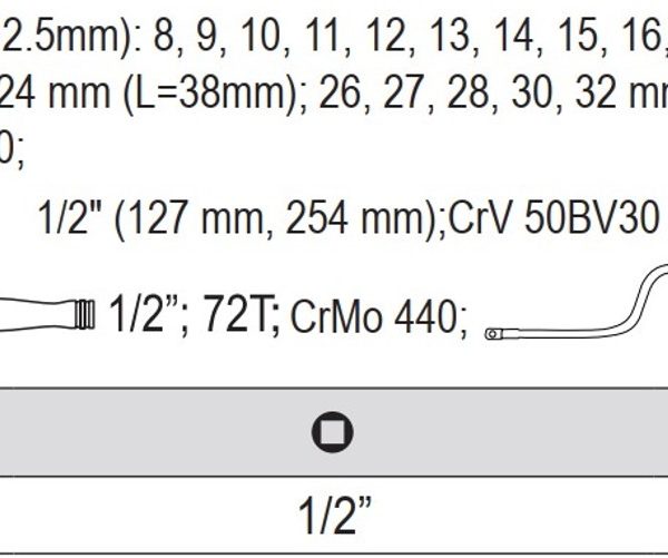 Bộ tuýp tay vặn 1/2" 28 món Yato YT-3876V - Ba Lan Bộ tuýp tay vặn 1/2" 28 món Yato YT-3876V - Ba Lan