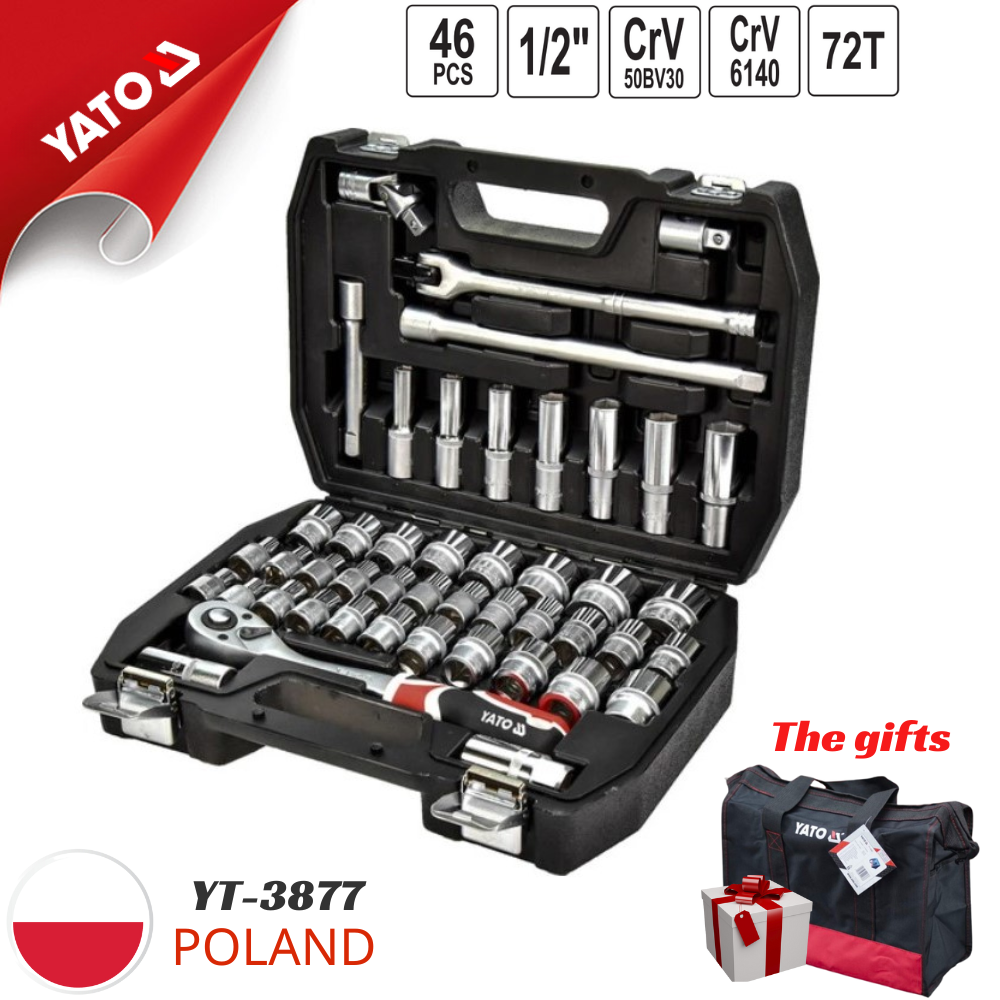 Bộ tuýp tay vặn 1/2" 46 món Yato YT-3877 - Ba Lan Bộ tuýp tay vặn 1/2" 46 món Yato YT-3877 - Ba Lan