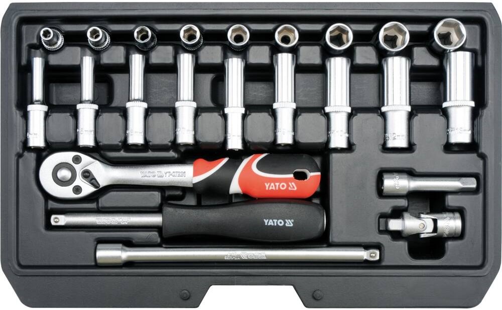 Bộ tuýp tay vặn 1/4" 23 chi tiết Yato YT-14451 Bộ tuýp tay vặn 1/4" 23 chi tiết Yato YT-14451