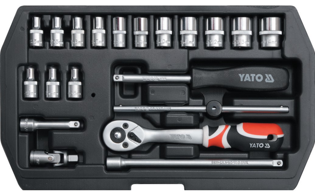 Bộ tuýp tay vặn 1/4" 3.5-14mm 20 chi tiết Yato YT-14491 Bộ tuýp tay vặn 1/4" 3.5-14mm 20 chi tiết Yato YT-14491