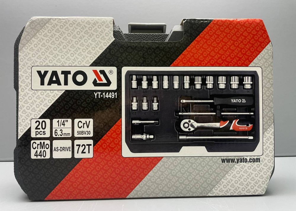 Bộ tuýp tay vặn 1/4" 3.5-14mm 20 chi tiết Yato YT-14491 Bộ tuýp tay vặn 1/4" 3.5-14mm 20 chi tiết Yato YT-14491