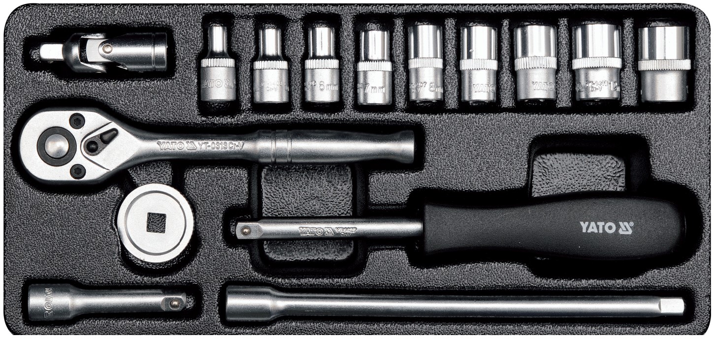 Bộ tuýp tay vặn 1/4" 4-13mm 15 chi tiết Yato YT-14411 - Ba Lan Bộ tuýp tay vặn 1/4" 4-13mm 15 chi tiết Yato YT-14411 - Ba Lan