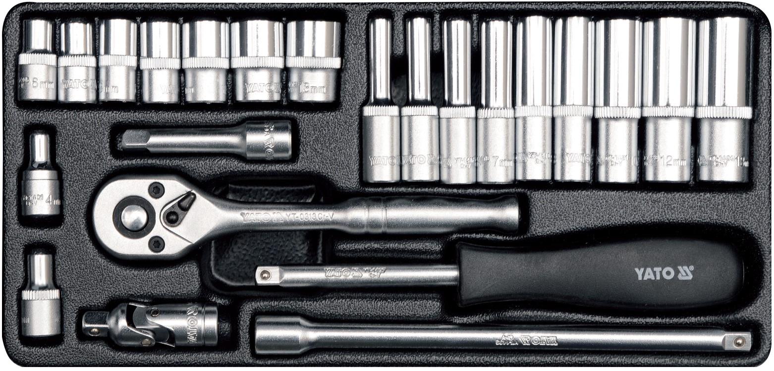 Bộ tuýp tay vặn 1/4" 23 chi tiết Yato YT-14421 Bộ tuýp tay vặn 1/4" 23 chi tiết Yato YT-14421