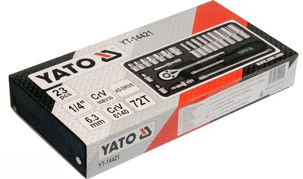 Bộ tuýp tay vặn 1/4" 23 chi tiết Yato YT-14421 Bộ tuýp tay vặn 1/4" 23 chi tiết Yato YT-14421