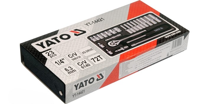 Bộ tuýp tay vặn 1/4" 23 chi tiết Yato YT-14421 Bộ tuýp tay vặn 1/4" 23 chi tiết Yato YT-14421